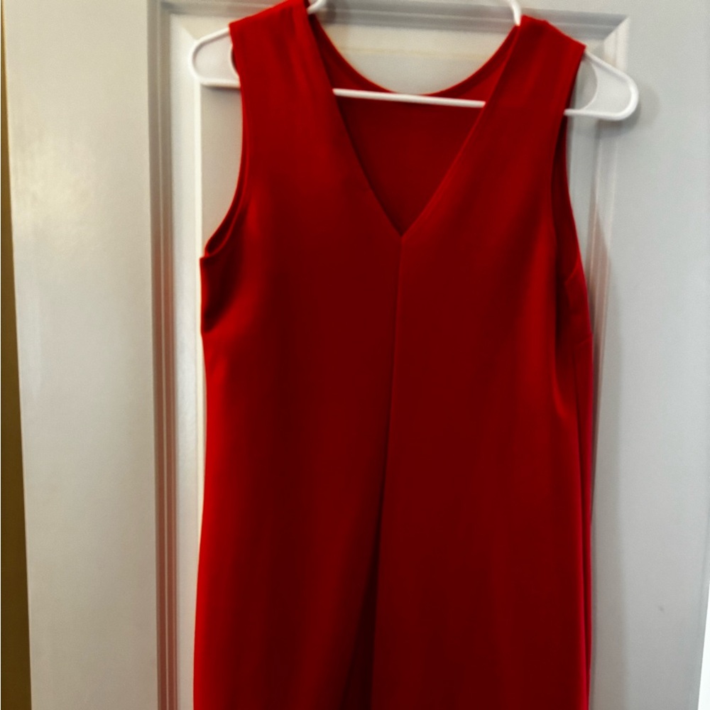 Elegant Red and Pink Sleeveless Dress
